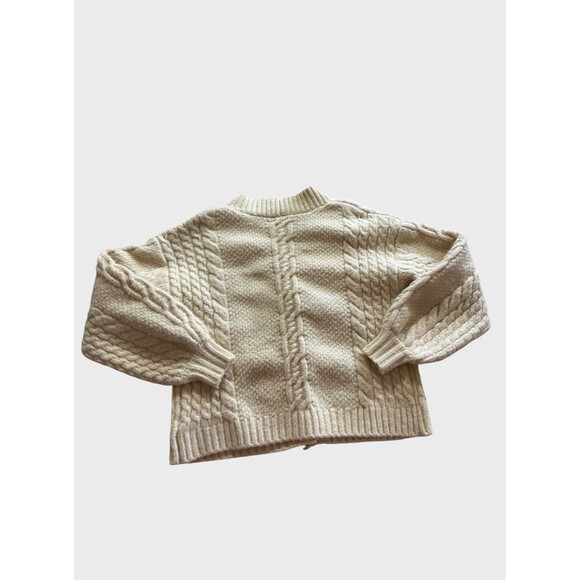 Ivory Floral Embroidered Oversized Chunky Cardigan Sweater Cottage Girlhood  M - Picture 3 of 8